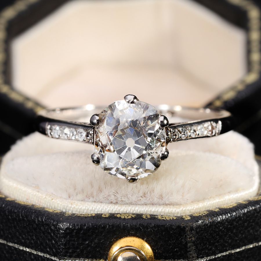 art deco era old mine cut diamond ring